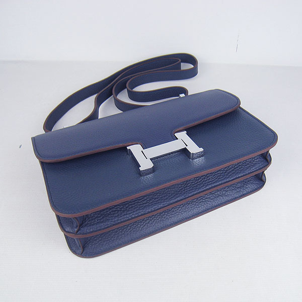7A Hermes Constance Togo Leather Single Bag Dark Blue Silver Hardware H020